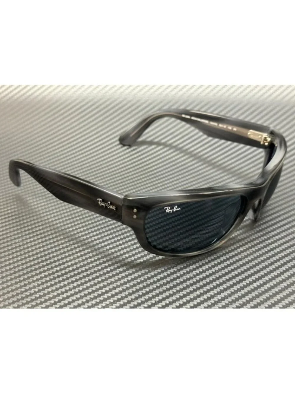 New Ray-Ban Men Striped Grey Sunglasses 63-19-135